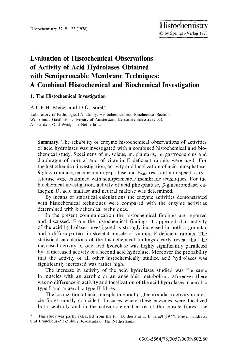 Evaluation of histochemical observations of activity of acid hydrolases obtained with semipermeable membrane techniques: A combined histochemical and biochemical investigation by Unknown