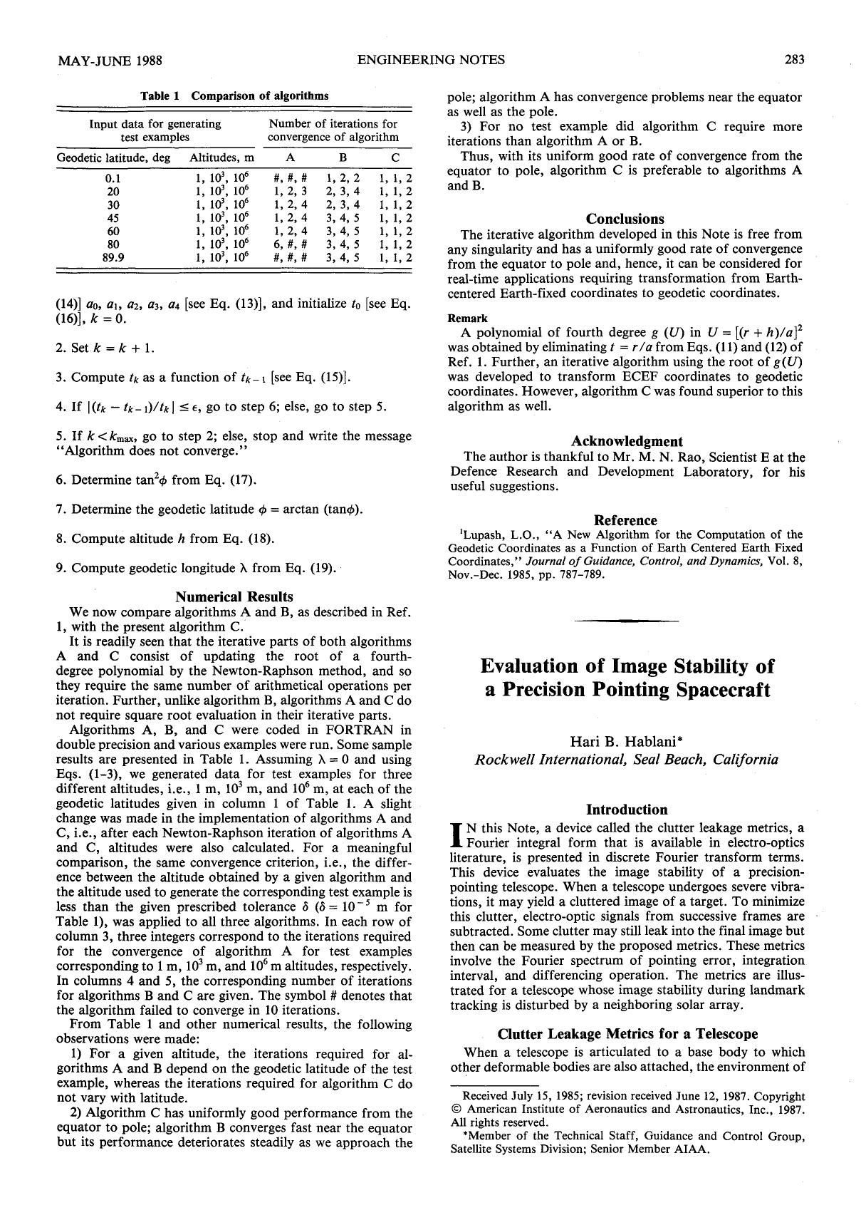 Evaluation of image stability of a precision pointing spacecraft by Unknown