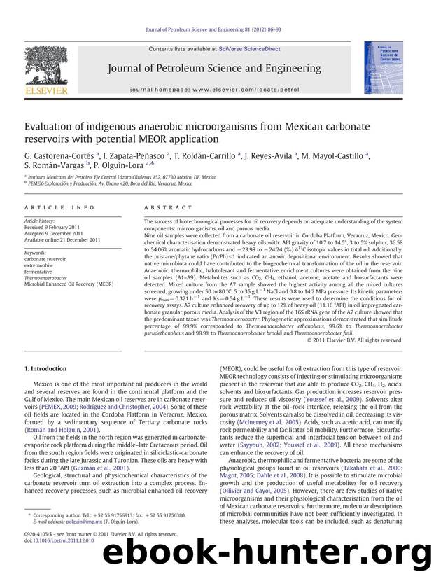 Evaluation of indigenous anaerobic microorganisms from Mexican carbonate reservoirs with potential MEOR application by unknow