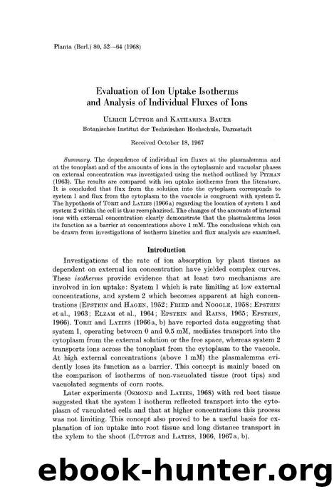 Evaluation of ion uptake isotherms and analysis of individual fluxes of ions by Unknown