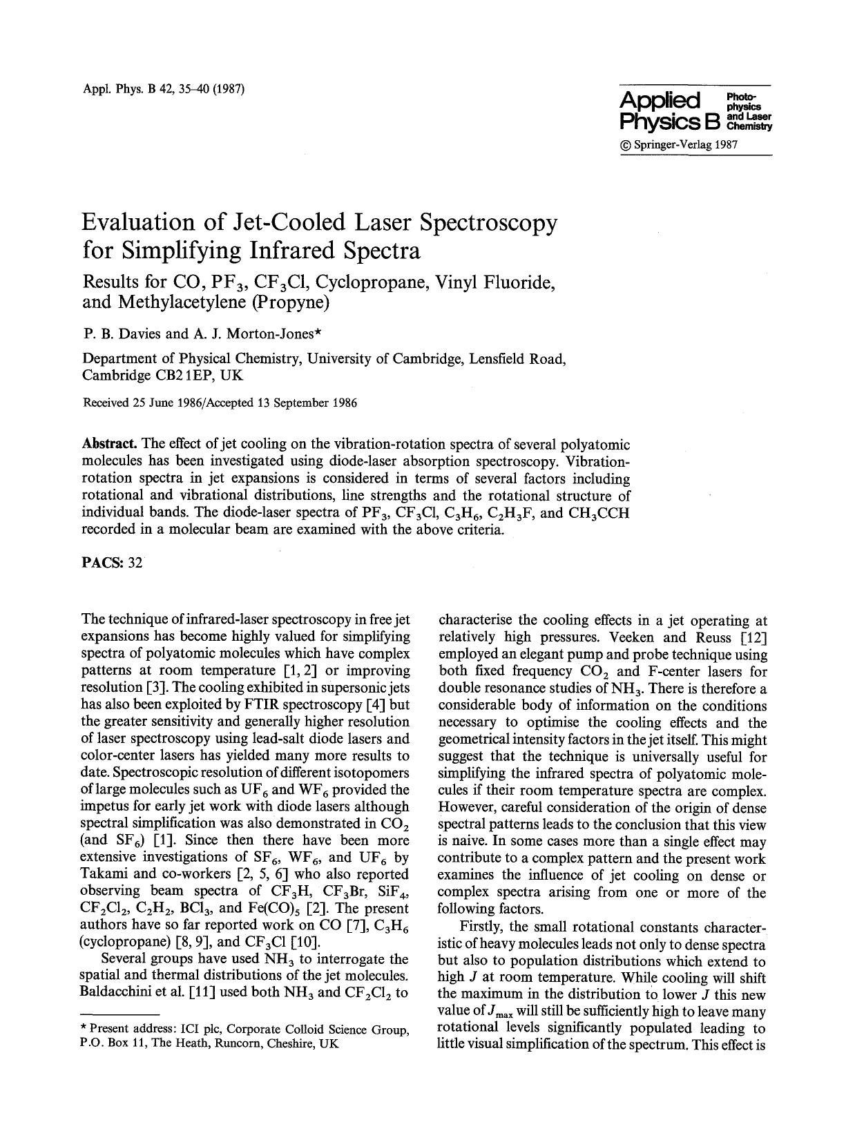 Evaluation of jet-cooled laser spectroscopy for simplifying infrared spectra by Unknown