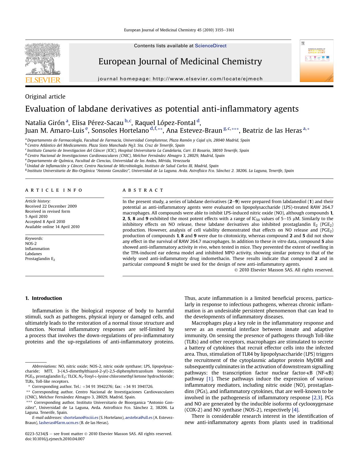 Evaluation of labdane derivatives as potential anti-inflammatory agents by unknow