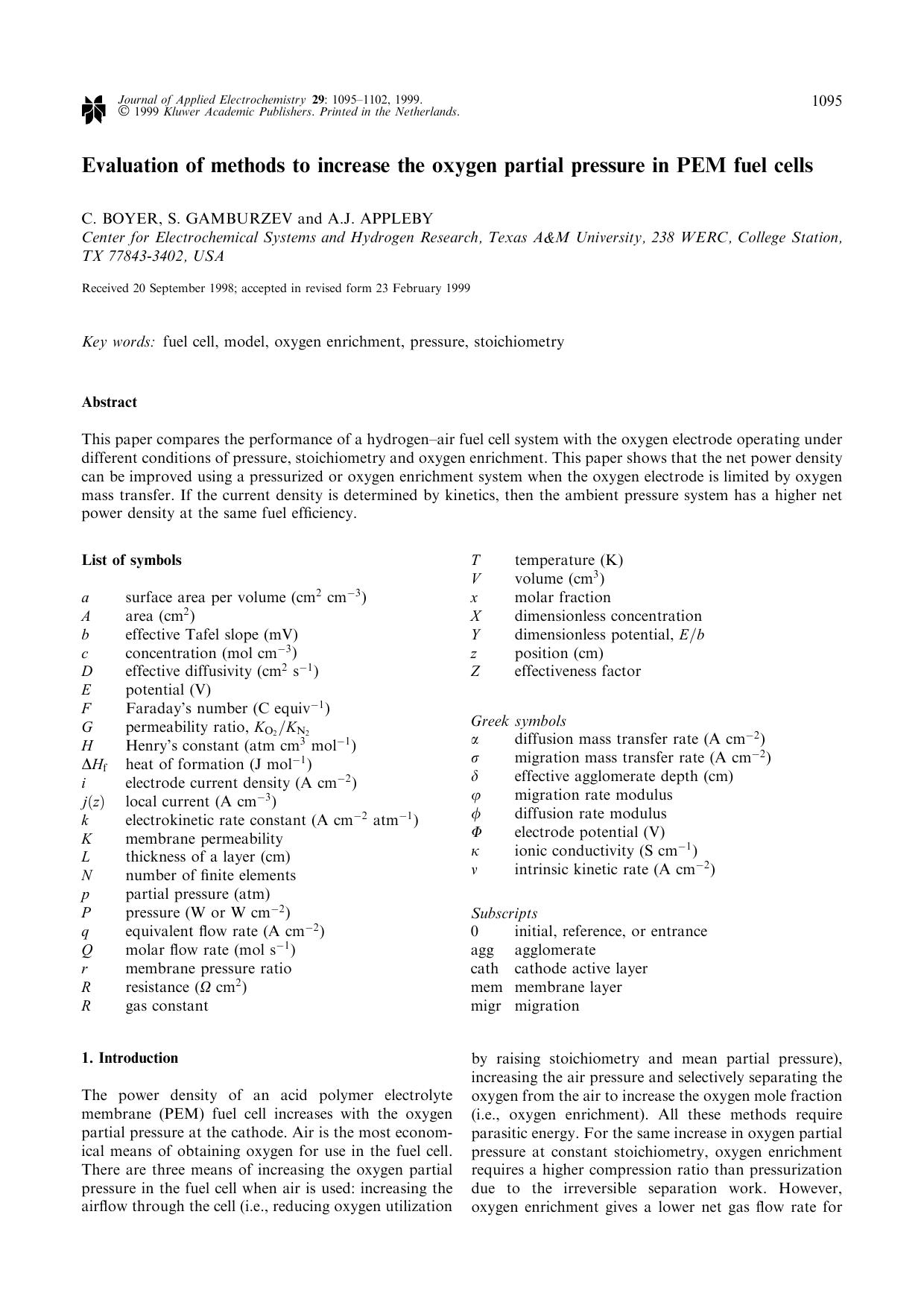 Evaluation of methods to increase the oxygen partial pressure in PEM fuel cells by Unknown