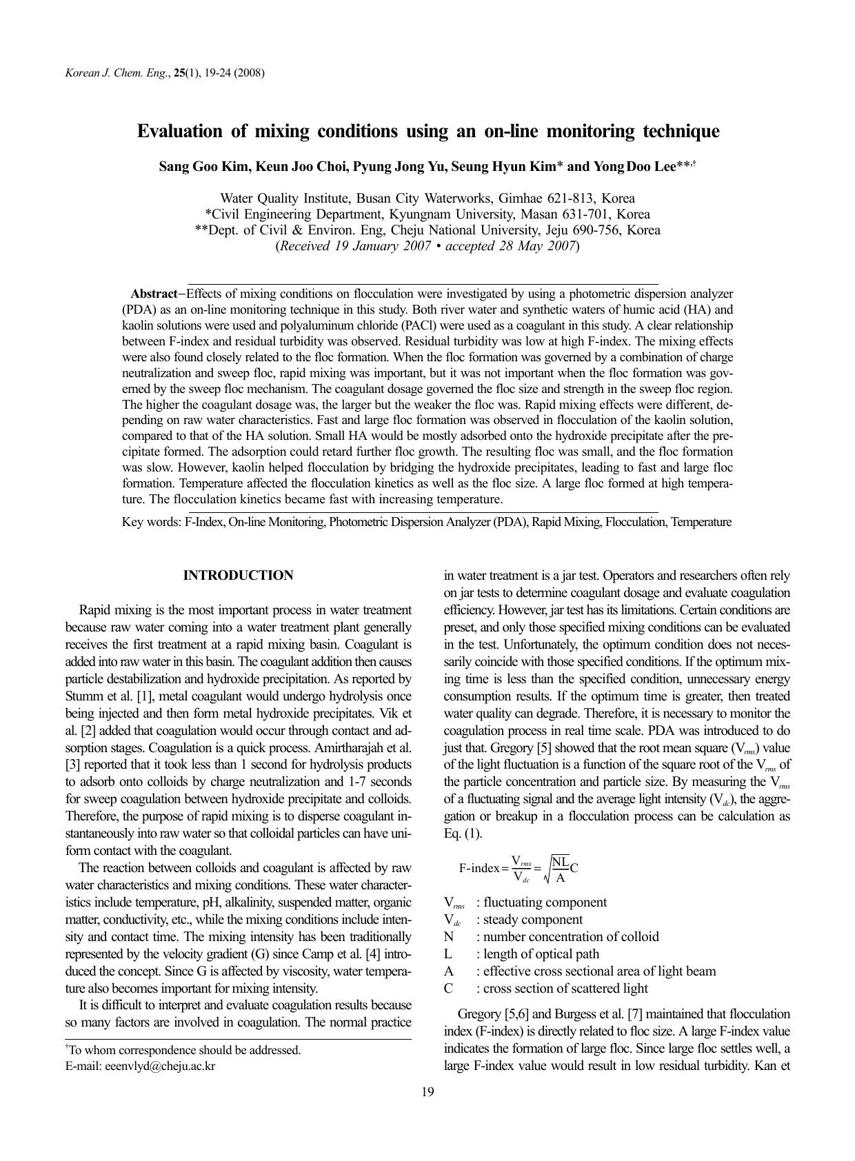 Evaluation of mixing conditions using an on-line monitoring technique by Unknown