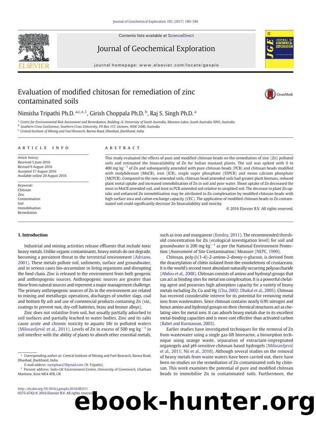 Evaluation of modified chitosan for remediation of zinc contaminated soils by Nimisha Tripathi Ph.D. & Girish Choppala Ph.D. & Raj S. Singh Ph.D