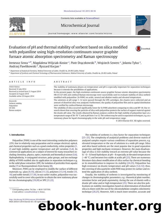 Evaluation of pH and thermal stability of sorbent based on silica modified with polyaniline using high-resolution continuum source graphite furnace atomic absorption spectrometry a by unknow