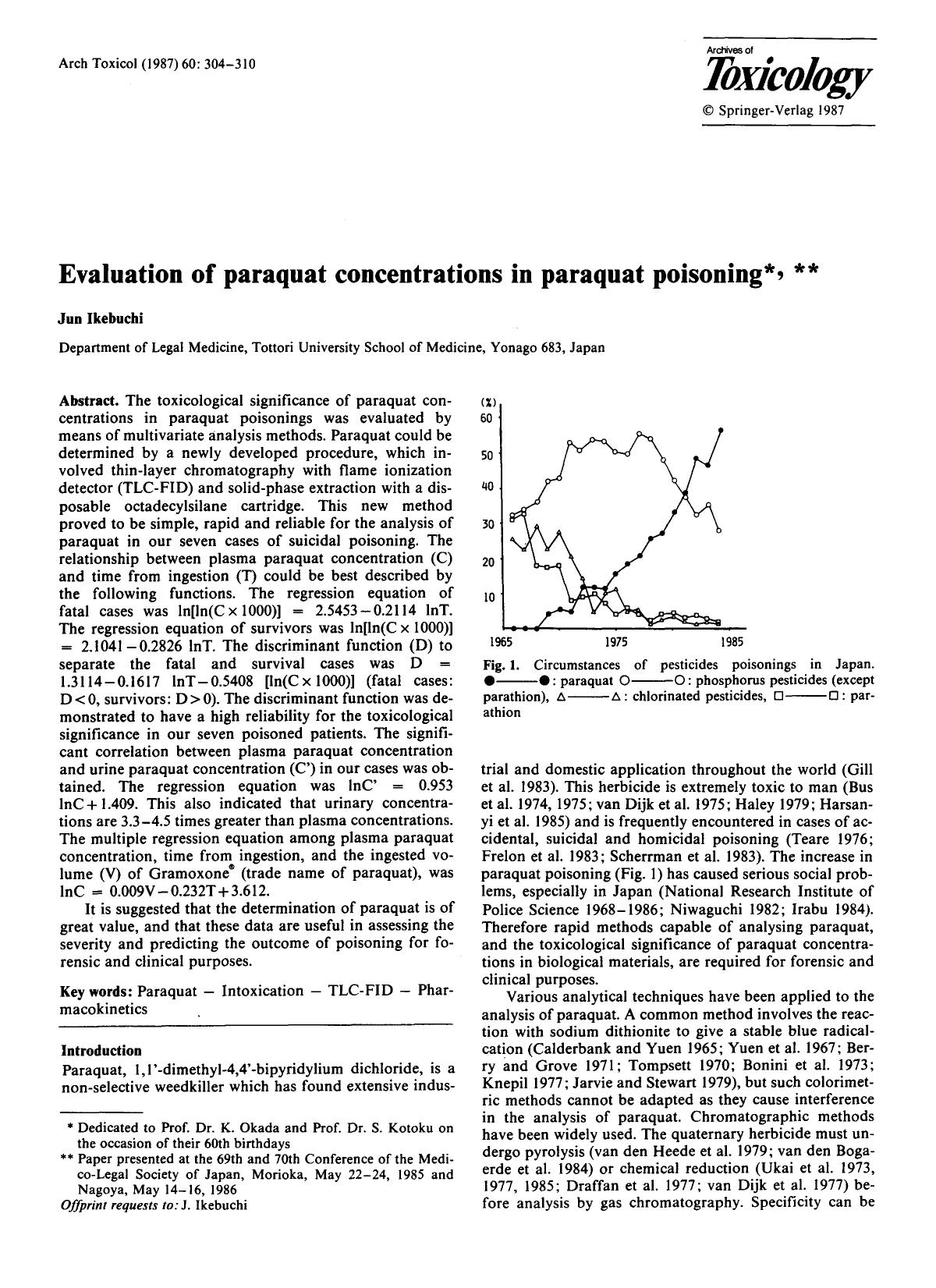 Evaluation of paraquat concentrations in paraquat poisoning by Unknown