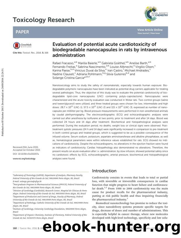 Evaluation of potential acute cardiotoxicity of biodegradable nanocapsules in rats by intravenous administration by unknow