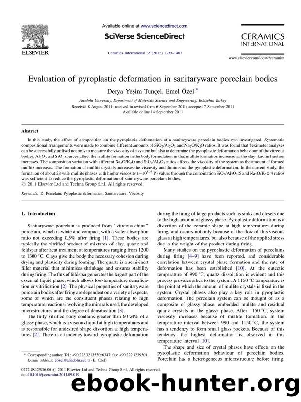 Evaluation of pyroplastic deformation in sanitaryware porcelain bodies by Derya Yeşim Tunçel