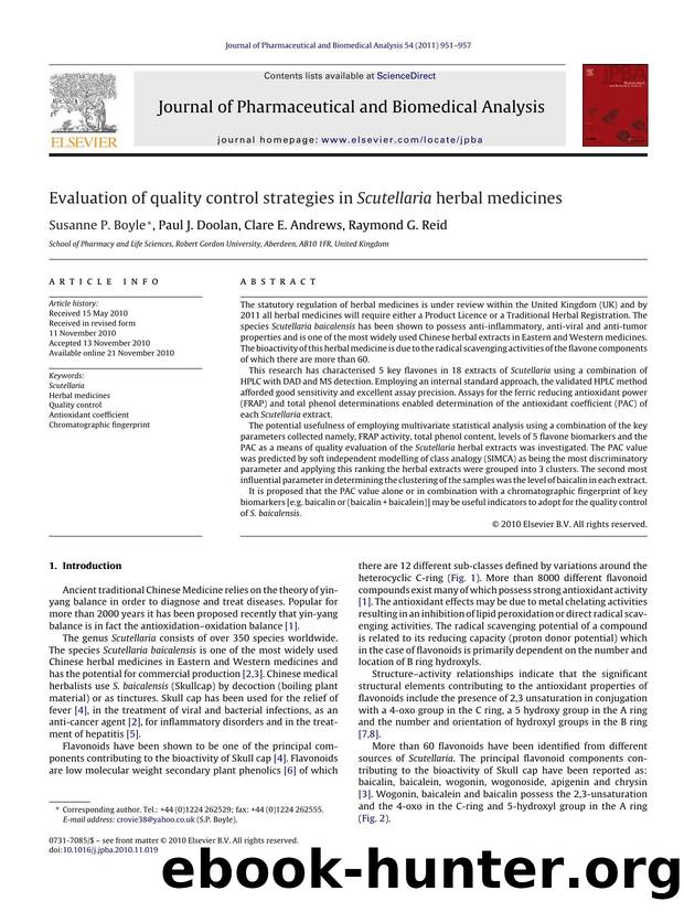 Evaluation of quality control strategies in Scutellaria herbal medicines by Susanne P. Boyle
