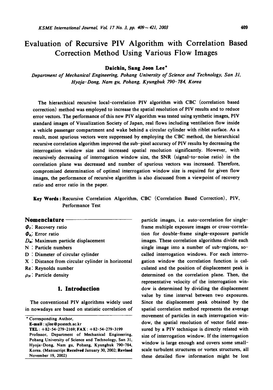 Evaluation of recursive PIV algorithm with correlation based correction method using various flow images by Unknown