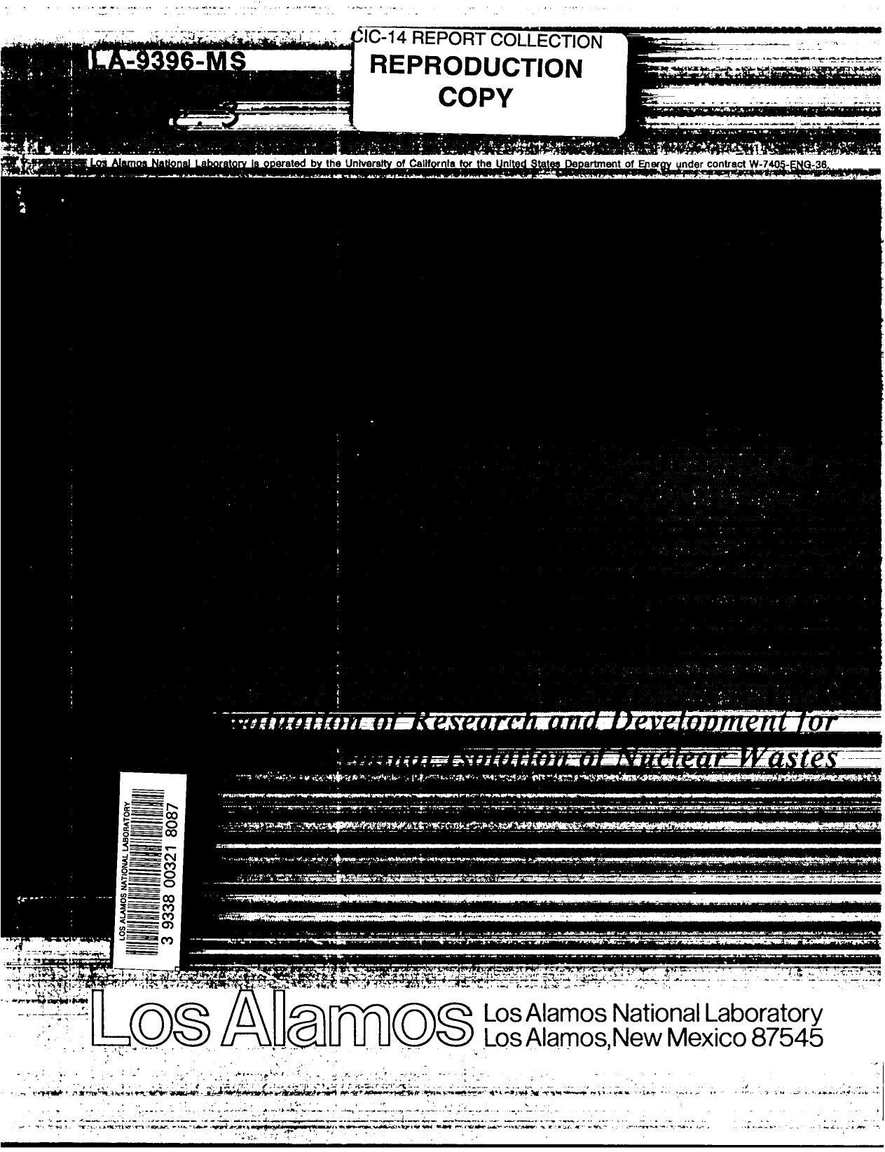 Evaluation of research and development for terminal isolation of nuclear wastes None by LANL Research Library LWW Project
