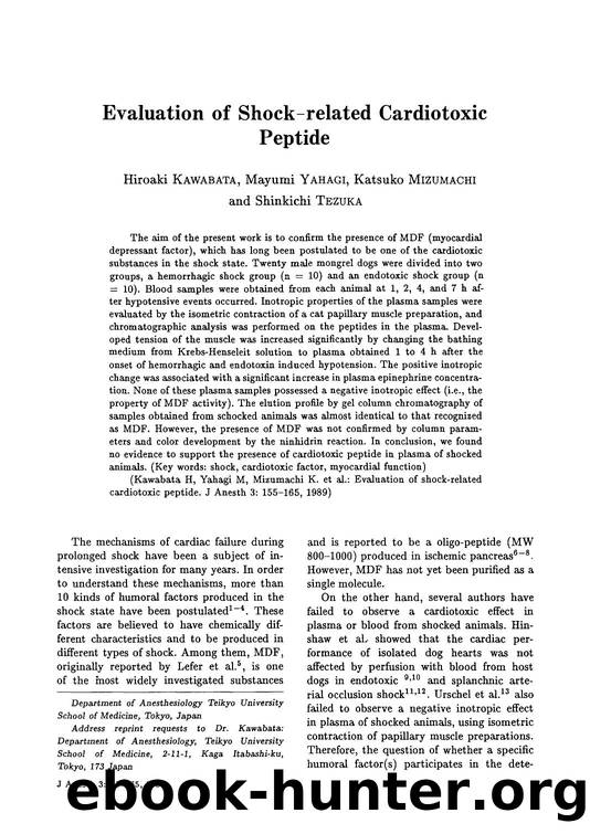 Evaluation of shock-related cardiotoxic peptide by Unknown