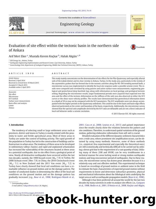 Evaluation of site effect within the tectonic basin in the northern side of Ankara by Arif Mert Eker & Mustafa Kerem Koçkar & Haluk Akgün