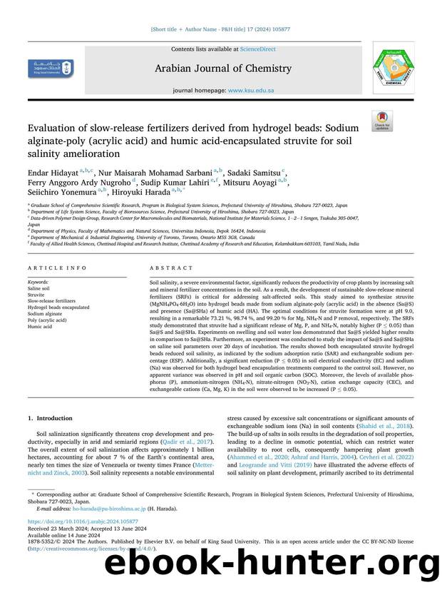 Evaluation of slow-release fertilizers derived from hydrogel beads: Sodium alginate-poly (acrylic acid) and humic acid-encapsulated struvite for soil salinity amelioration by unknow