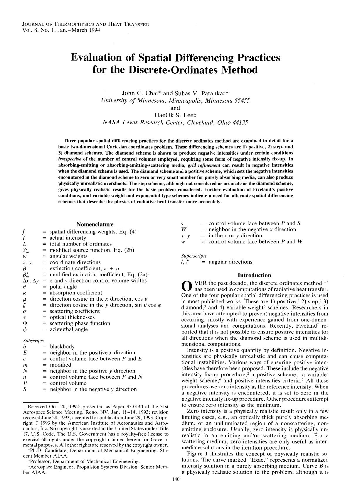 Evaluation of spatial differencing practices for the discrete-ordinates method by Unknown