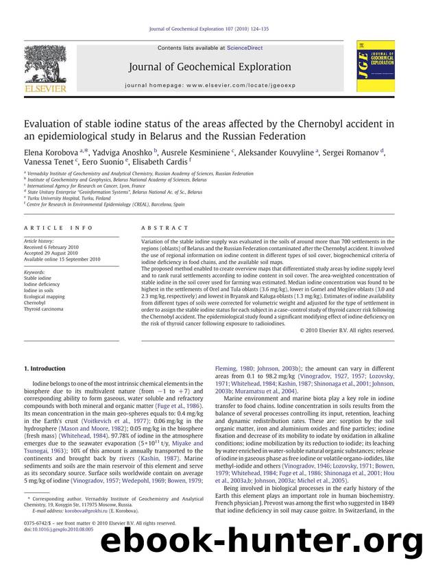 Evaluation of stable iodine status of the areas affected by the Chernobyl accident in an epidemiological study in Belarus and the Russian Federation by unknow