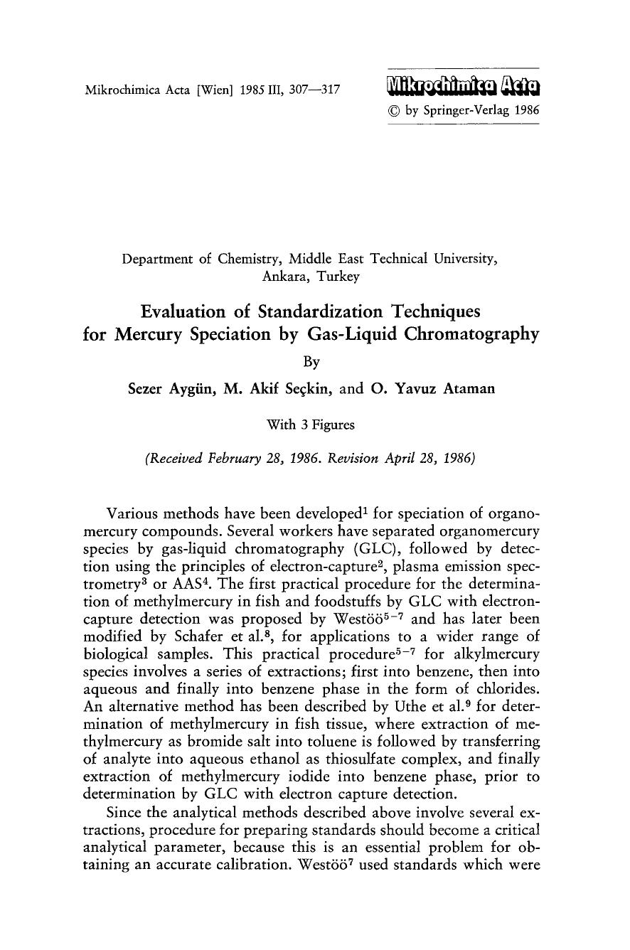 Evaluation of standardization techniques for mercury speciation by gas-liquid chromatography by Unknown