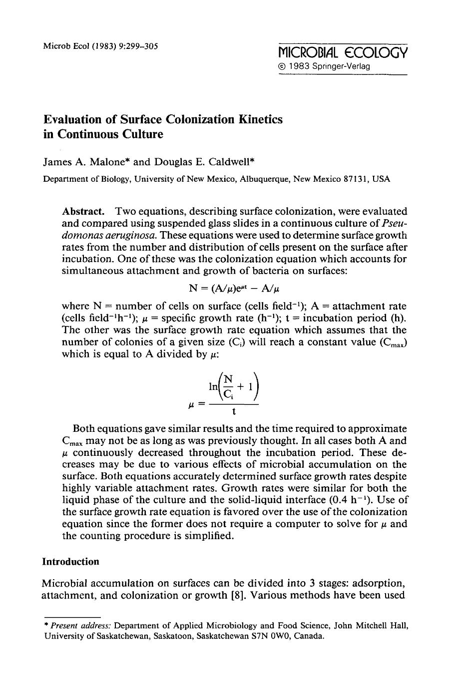 Evaluation of surface colonization kinetics in continuous culture by Unknown