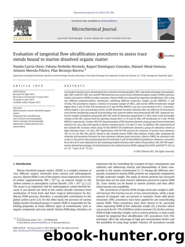 Evaluation of tangential flow ultrafiltration procedures to assess trace metals bound to marine dissolved organic matter by unknow