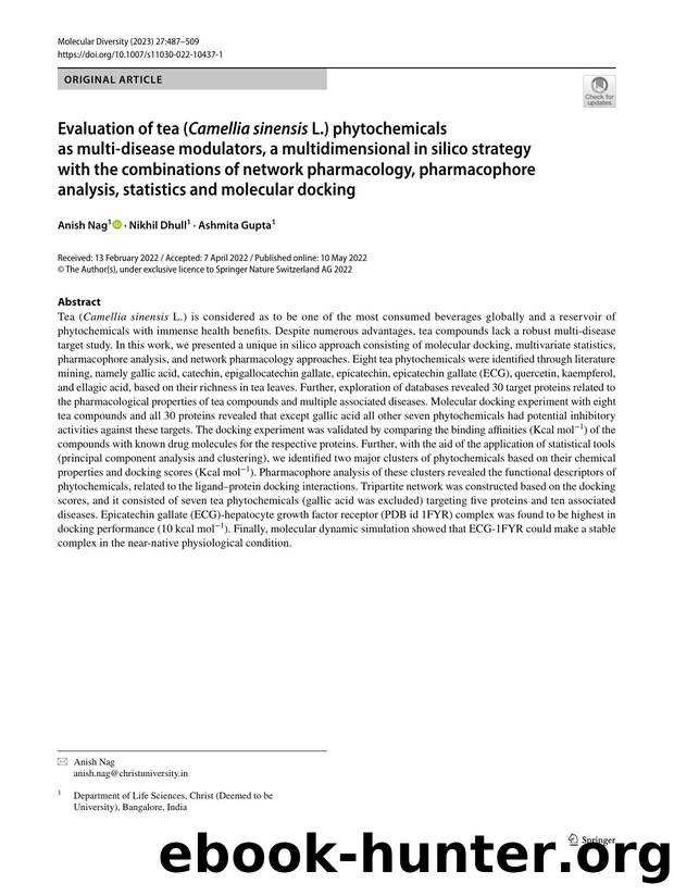 Evaluation of tea (Camellia sinensis L.) phytochemicals as multi-disease modulators, a multidimensional in silico strategy with the combinations of network pharmacology, pharmacoph by Anish Nag & Nikhil Dhull & Ashmita Gupta