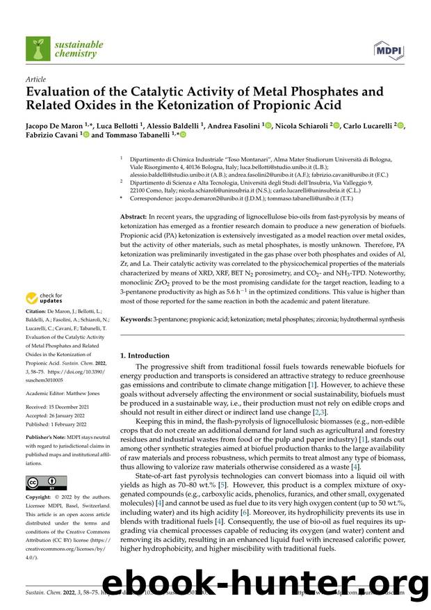 Evaluation of the Catalytic Activity of Metal Phosphates and Related Oxides in the Ketonization of Propionic Acid by unknow