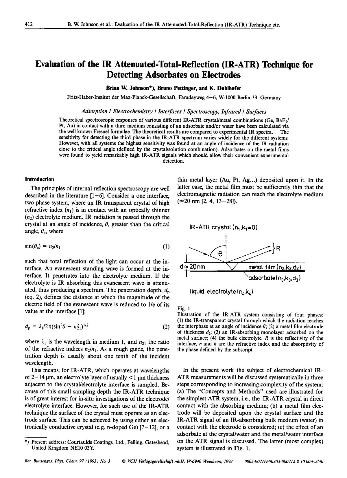 Evaluation of the IR Attenuated-Total-Reflection (IR-ATR) Technique for Detecting Adsorbates on Electrodes by Unknown