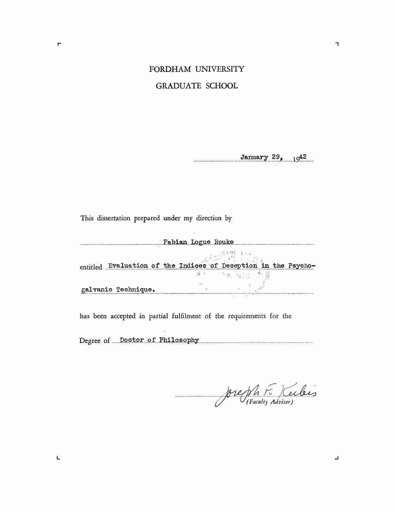Evaluation of the Indices of Deception in the Psychogalvanic Technique by Rouke Fabian Logue