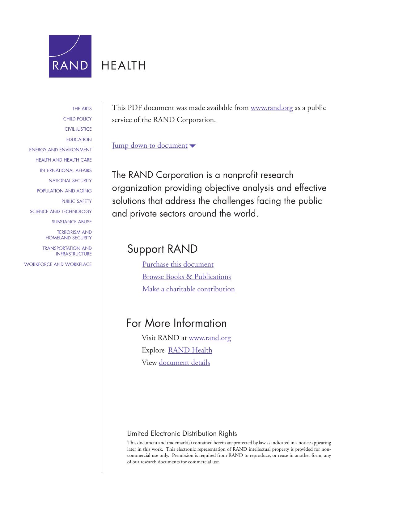 Evaluation of the Patient Safety Improvement Corps: Experiences of the First Two Groups of Trainees (Technical Report (RAND)) by Stephanie S. Teleki