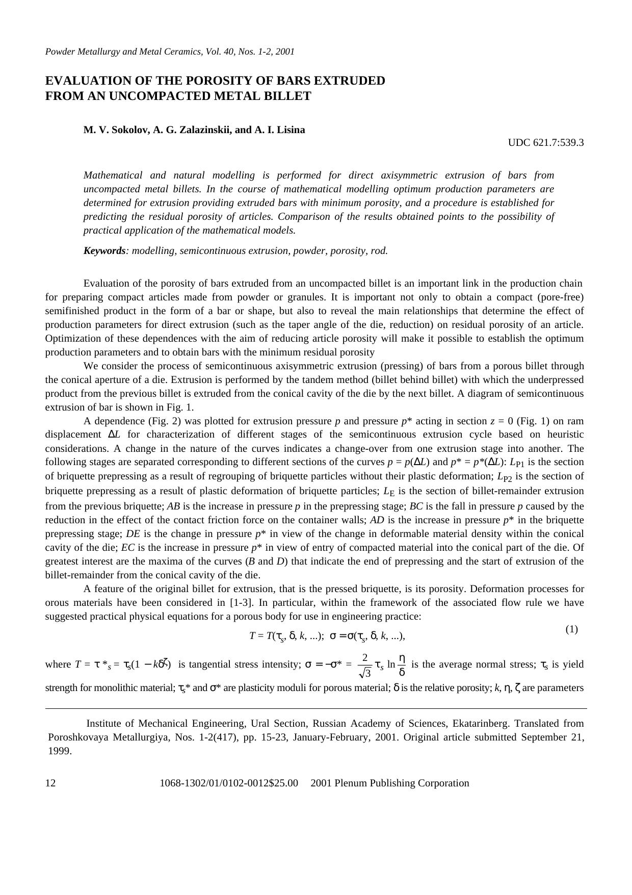 Evaluation of the Porosity of Bars Extruded from an Uncompacted Metal Billet by Unknown