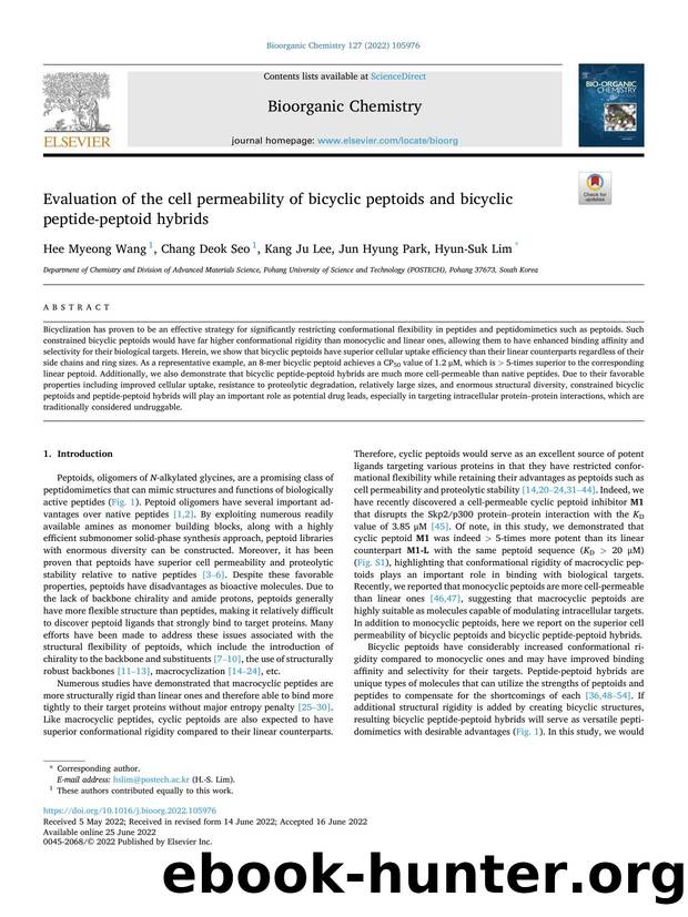 Evaluation of the cell permeability of bicyclic peptoids and bicyclic peptide-peptoid hybrids by Hee Myeong Wang & Chang Deok Seo & Kang Ju Lee & Jun Hyung Park & Hyun-Suk Lim