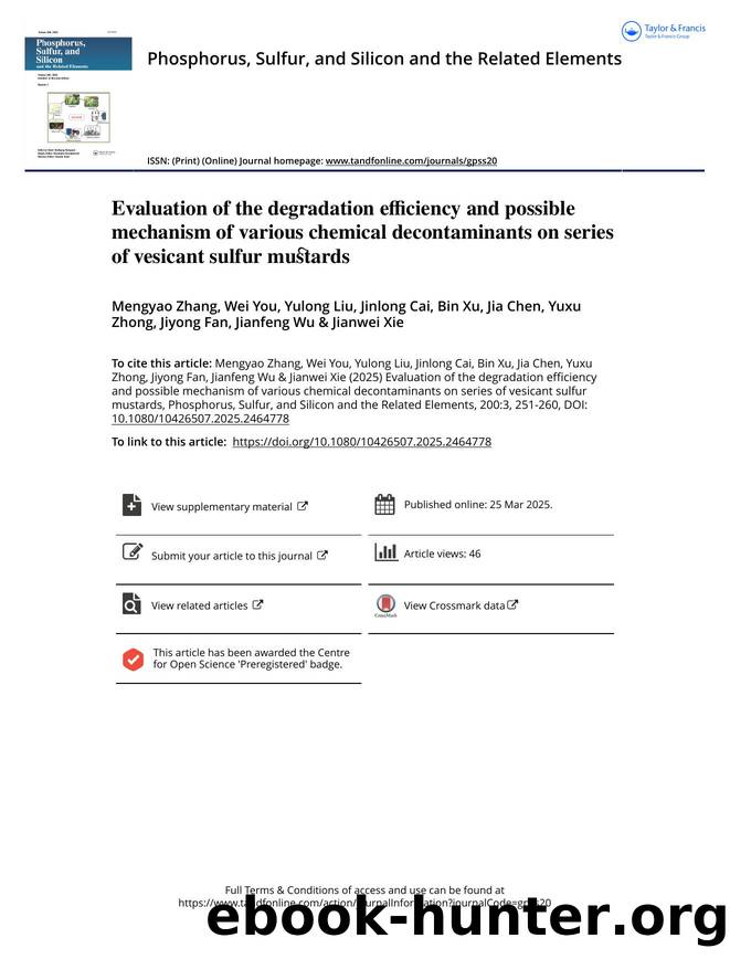 Evaluation of the degradation efficiency and possible mechanism of various chemical decontaminants on series of vesicant sulfur mustards by unknow