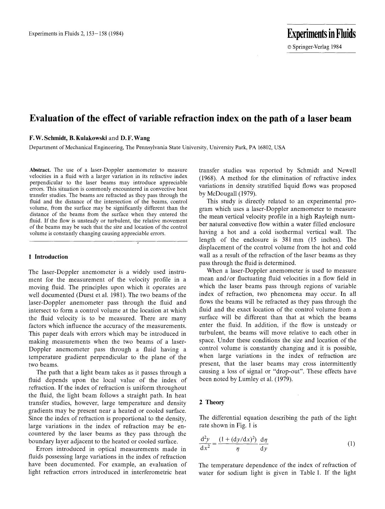 Evaluation of the effect of variable refraction index on the path of a laser beam by Unknown