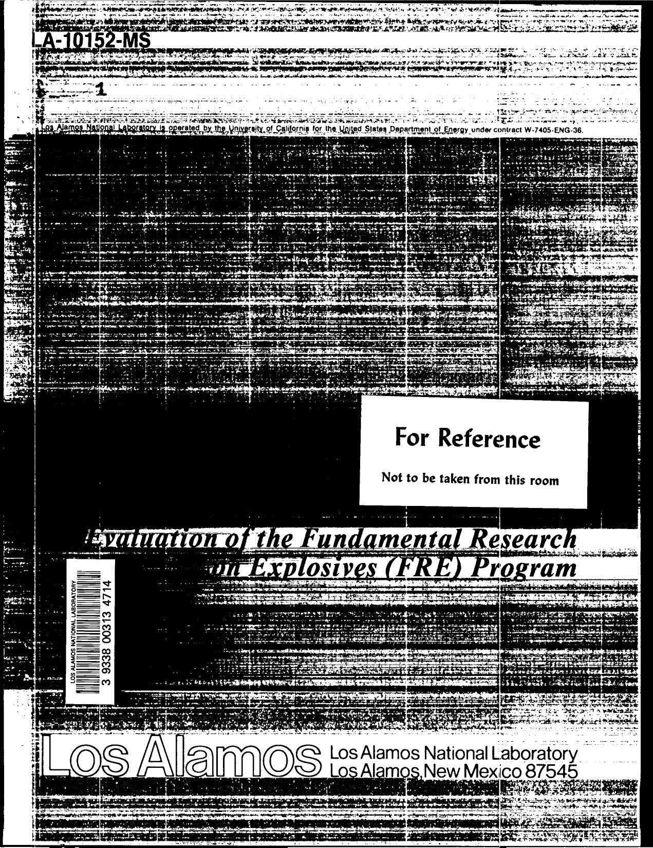 Evaluation of the fundamental research on explosives (FRE) program None by LANL Research Library LWW Project