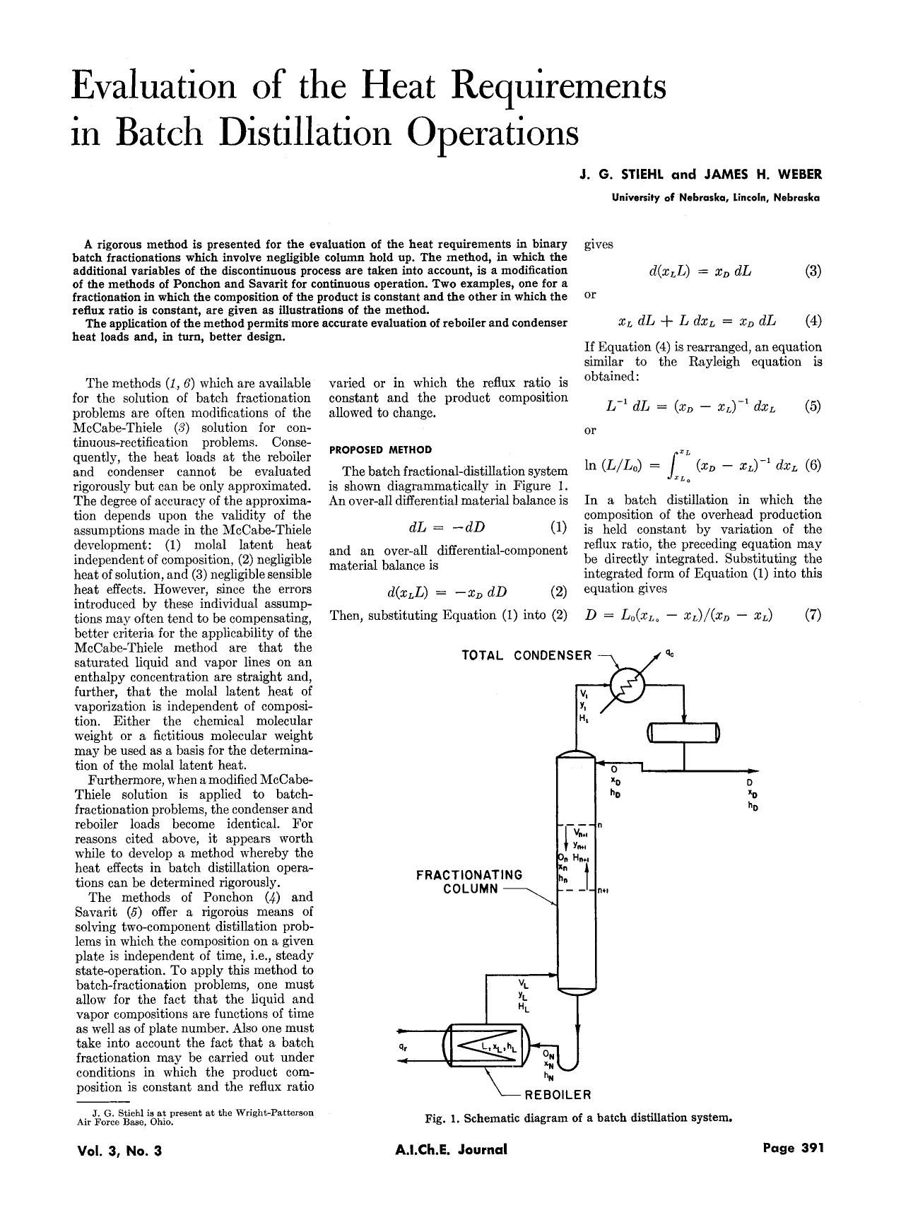 Evaluation of the heat requirements in batch distillation operations by Unknown