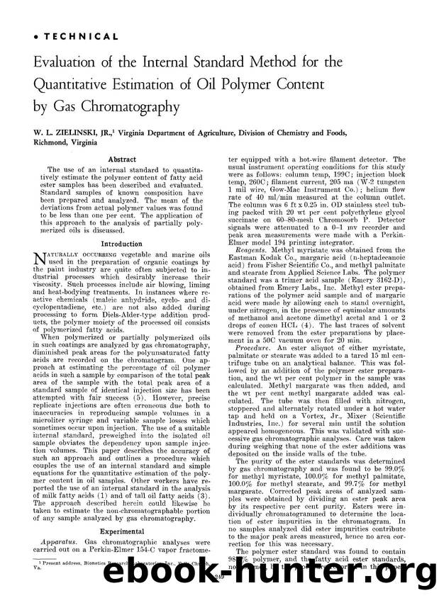 Evaluation of the internal standard method for the quantitative estimation of oil polymer content by gas chromatography by Unknown