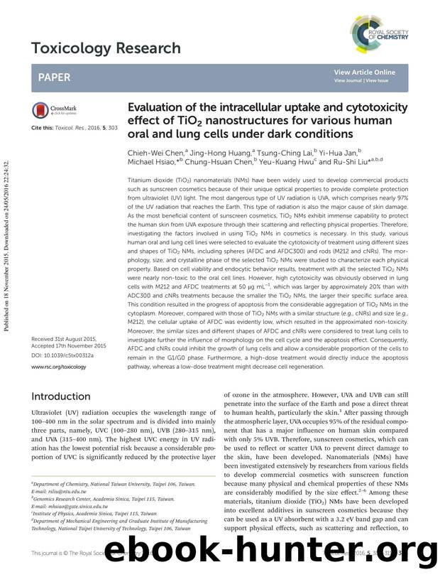Evaluation of the intracellular uptake and cytotoxicity effect of TiO2 nanostructures for various human oral and lung cells under dark conditions by unknow