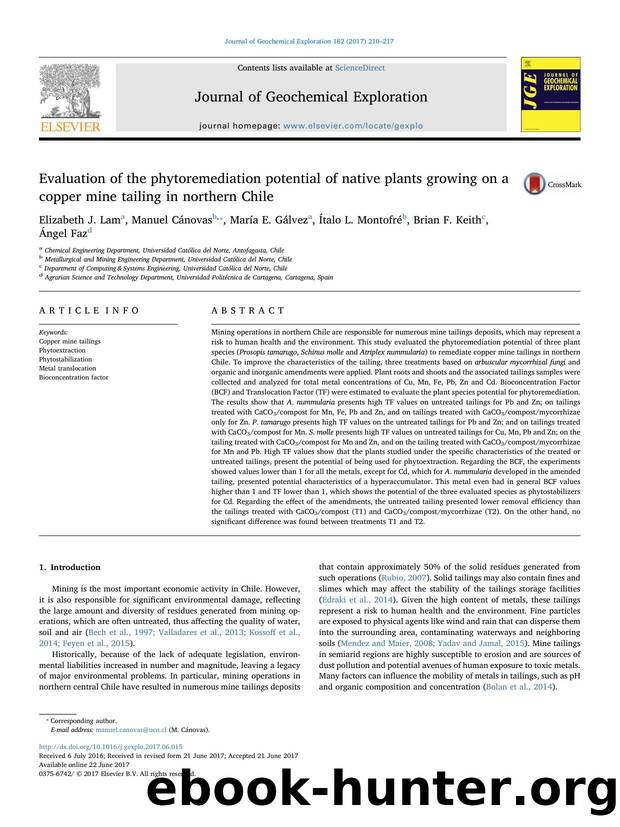 Evaluation of the phytoremediation potential of native plants growing on a copper mine tailing in northern Chile by unknow
