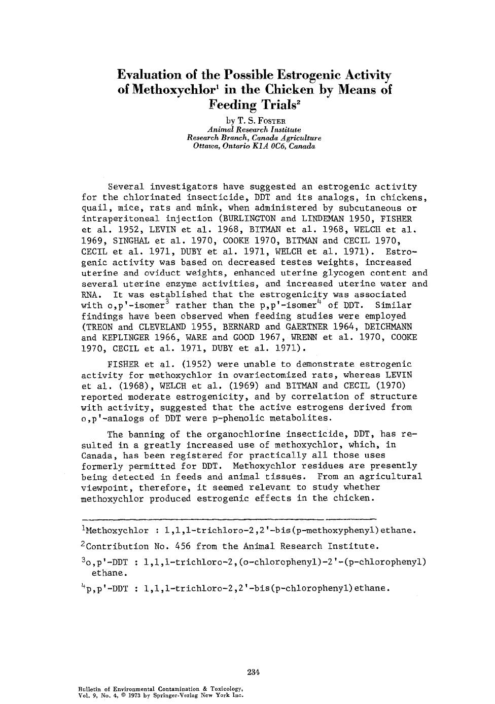 Evaluation of the possible estrogenic activity of methoxychlor in the chicken by means of feeding trials by Unknown