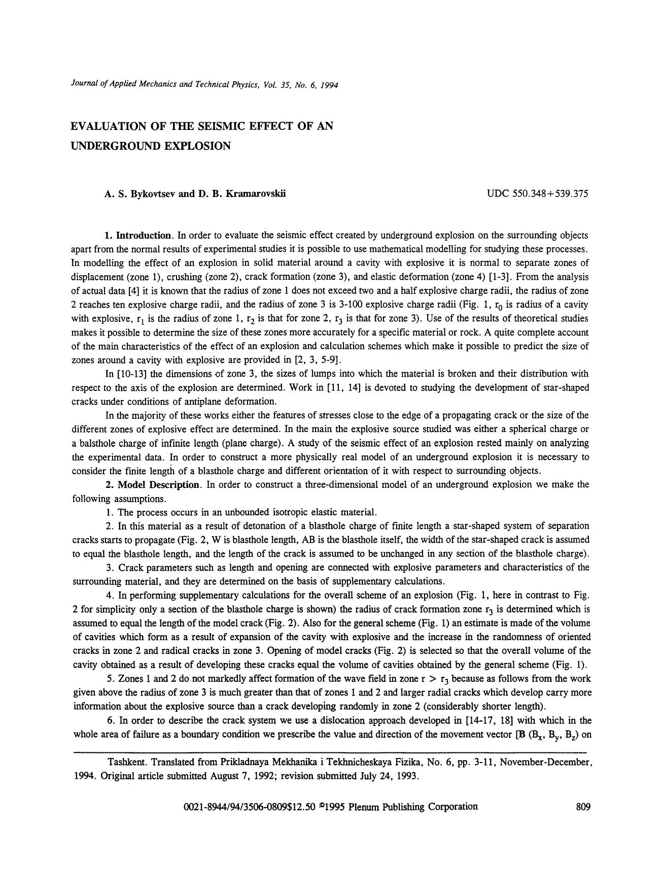 Evaluation of the seismic effect of an underground explosion by Unknown