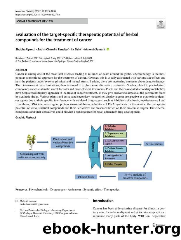 Evaluation of the target-specific therapeutic potential of herbal compounds for the treatment of cancer by Shobha Upreti & Satish Chandra Pandey & Ila Bisht & Mukesh Samant