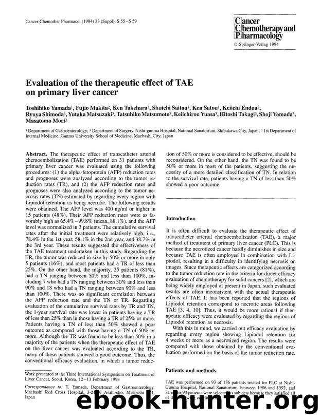 Evaluation of the therapeutic effect of TAE on primary liver cancer by Unknown