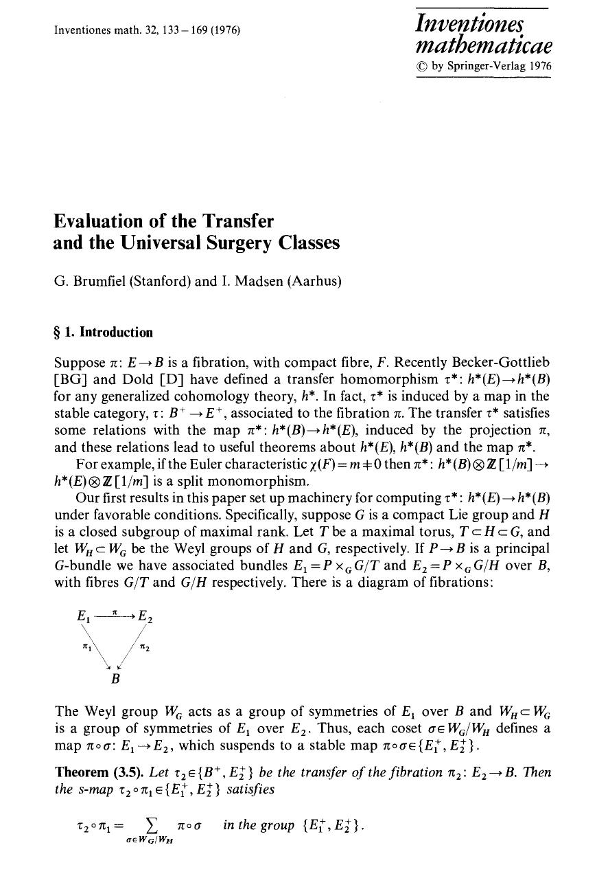 Evaluation of the transfer and the universal surgery classes by Unknown
