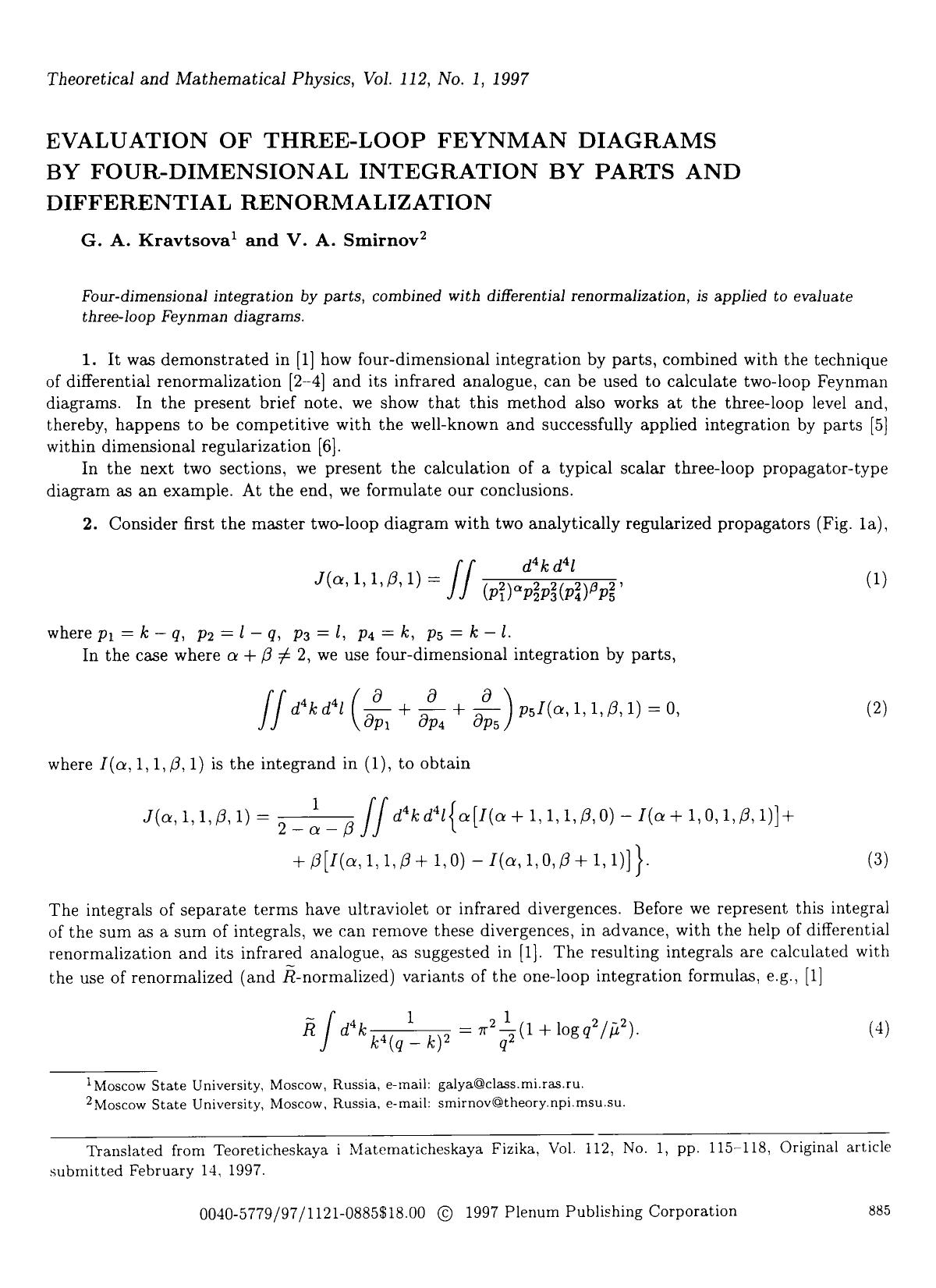 Evaluation of three-loop feynman diagrams by four-dimensional integration by parts and differential renormalization by Unknown
