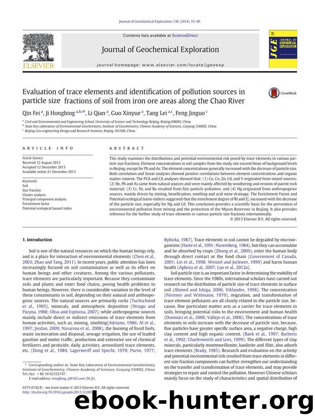 Evaluation of trace elements and identification of pollution sources in particle size fractions of soil from iron ore areas along the Chao River by Qin Fei & Ji Hongbing & Li Qian & Guo Xinyue & Tang Lei & Feng Jinguo