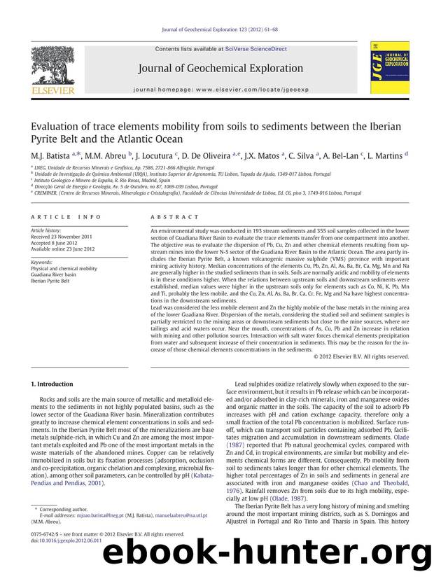 Evaluation of trace elements mobility from soils to sediments between the Iberian Pyrite Belt and the Atlantic Ocean by unknow