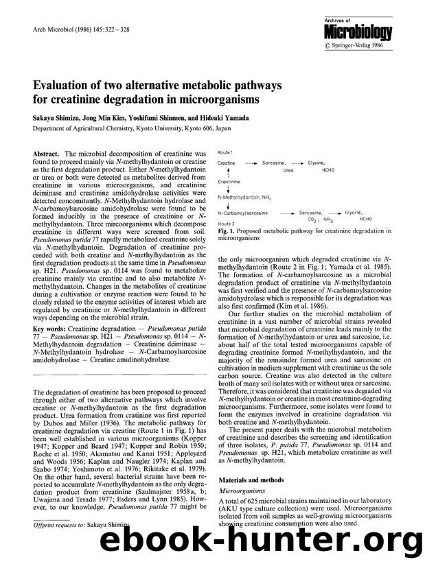 Evaluation of two alternative metabolic pathways for creatinine degradation in microorganisms by Unknown