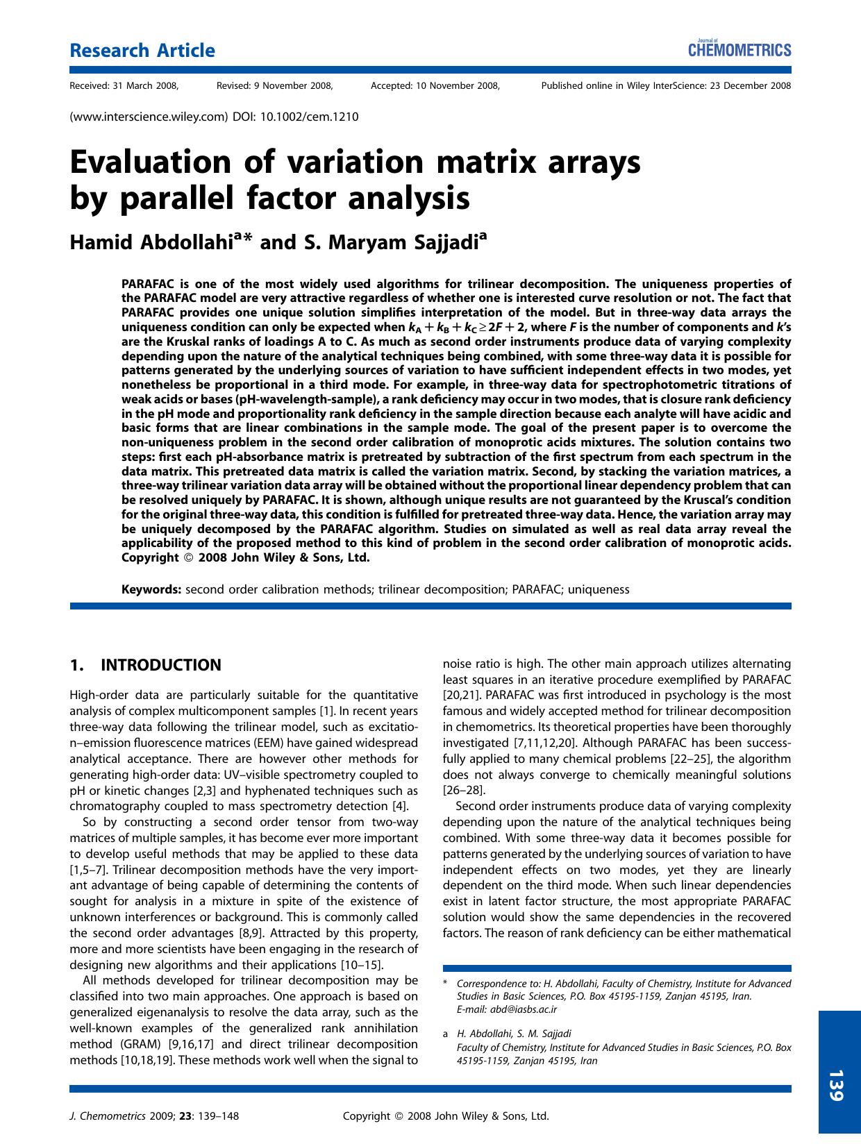 Evaluation of variation matrix arrays by parallel factor analysis by Unknown