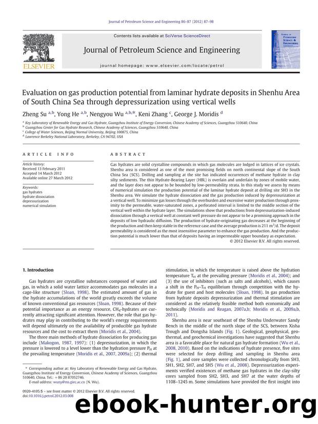 Evaluation on gas production potential from laminar hydrate deposits in Shenhu Area of South China Sea through depressurization using vertical wells by Zheng Su & Yong He & Nengyou Wu & Keni Zhang & George J. Moridis