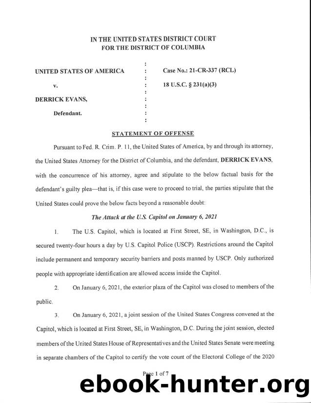 Evans - signed plea agreement and statement of offense.pdf by WMiller